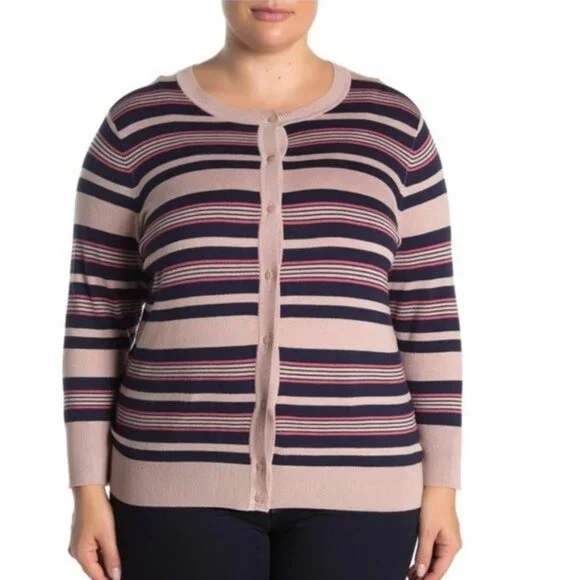🎁 Halogen Striped Button Front Cardigan - Picture 2 of 3